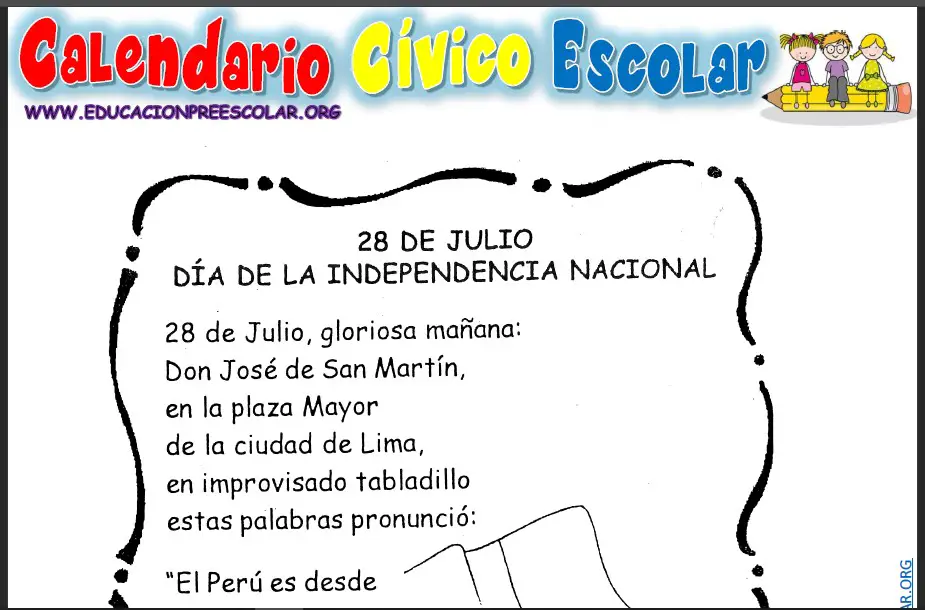 Fichas del Día de la Proclamación de la Independencia del Perú Para Preescolar