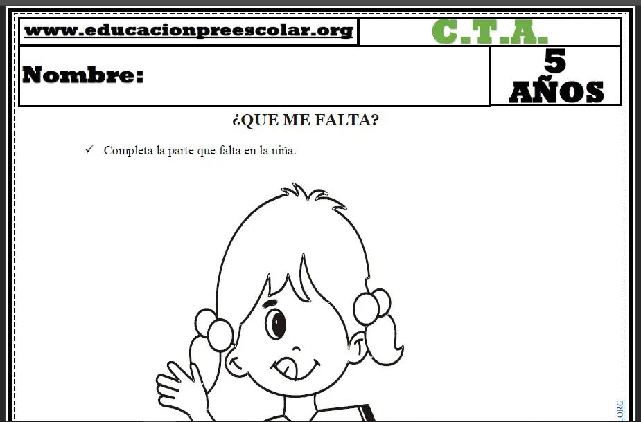 Fichas de Dibujar las Partes del Cuerpo Niños de cinco Años