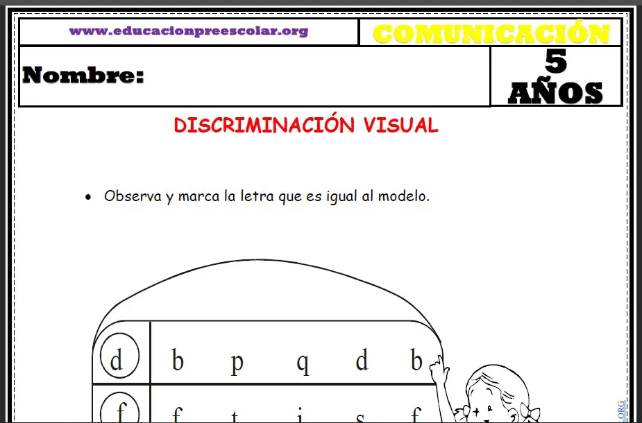 Fichas de Discriminacion Visual Para Niños de Cinco Años