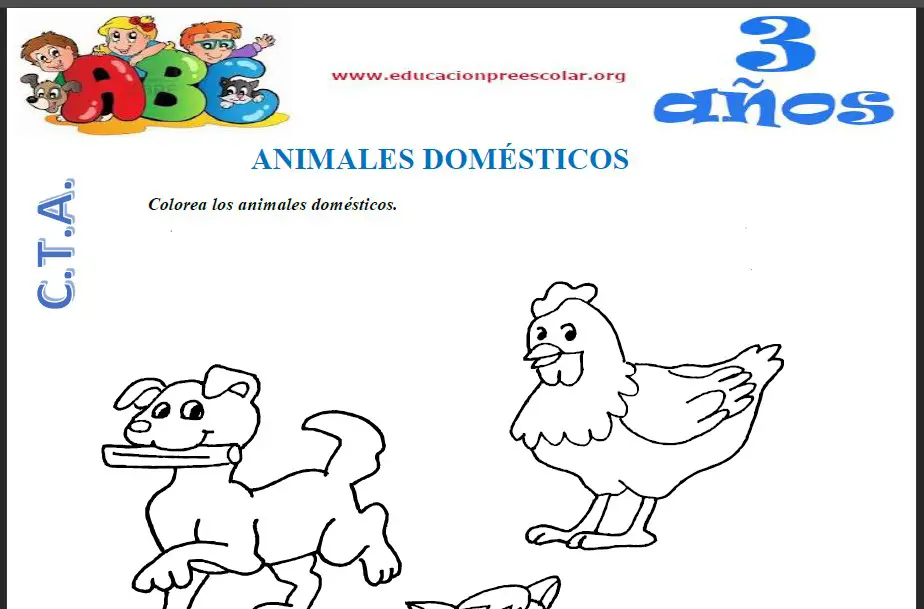 Fichas de Animales Domésticos Para Niños de 3 Años