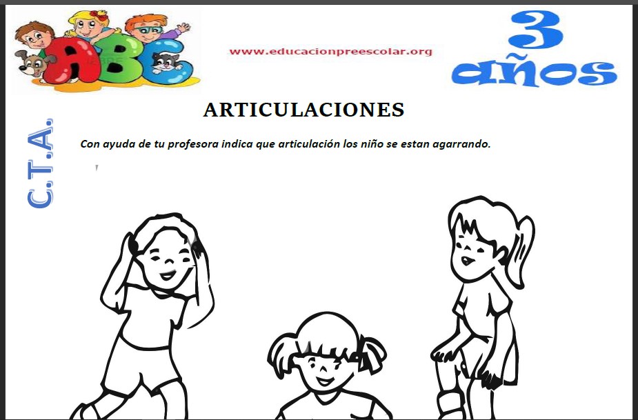 Fichas de Articulaciones del Cuerpo Humano Para Niños de Tres Años