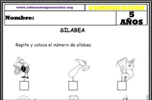 Fichas de Coloca el Numero de Silabas Para Niños de Cinco Años