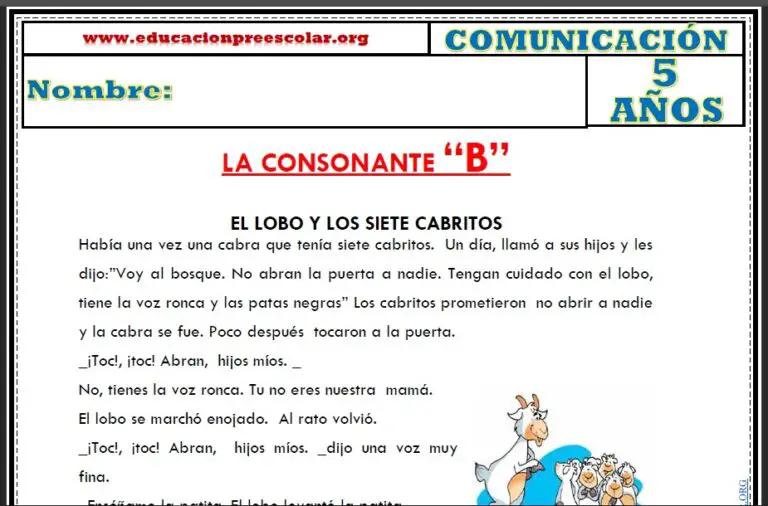 Consonante B Para Niños De 5 Años — Educación Preescolar