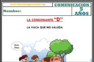 Fichas de la Consonante D Para Niños de Cinco Años