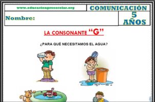 Fichas de la Consonante G Para Niños de Cinco Años