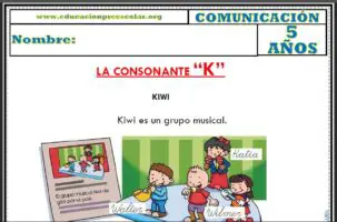 Fichas de la Consonante K Para Niños de Cinco Años