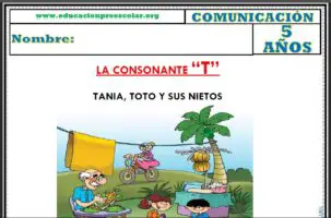 Fichas de la Consonante T Para Niños de Cinco Años