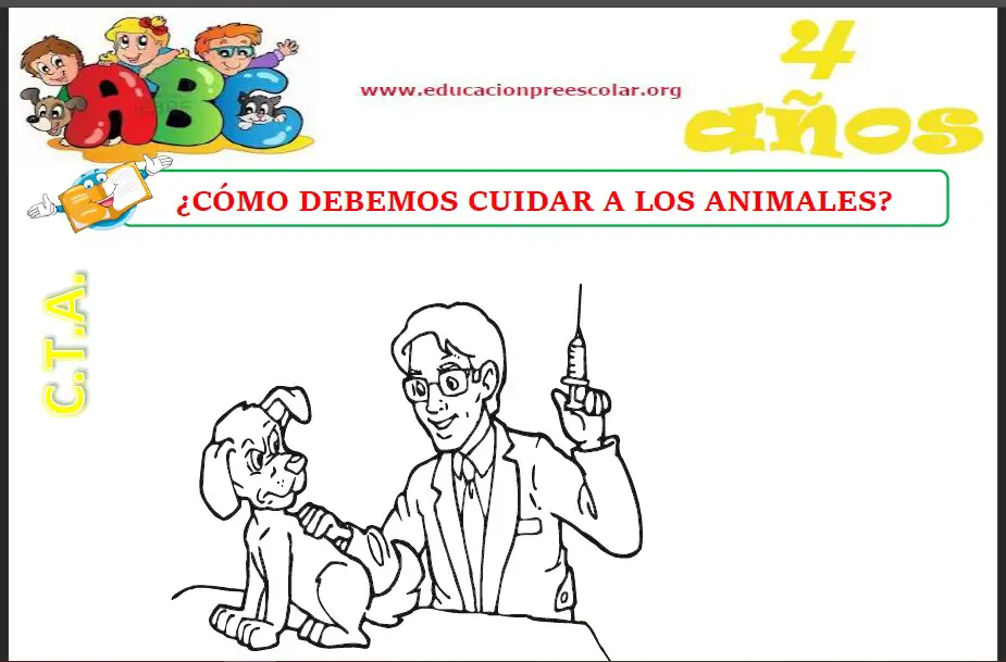 Fichas de Cuidando Los Animales Para Niños de Cuatro Años