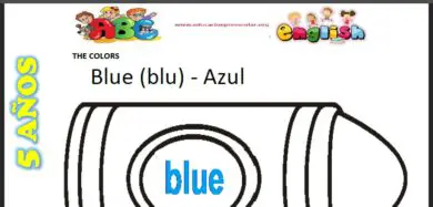 Fichas del Color Azul en Ingles Para Niños
