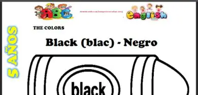 Fichas del Color Negro en Ingles Para Niños