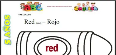 Fichas del Color Rojo en Ingles Para Niños