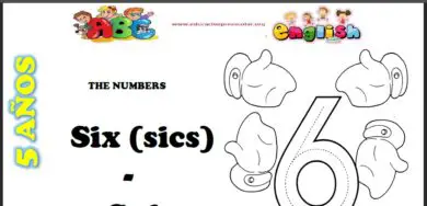 Ficha del Numero Seis en Ingles Para Niños de 5 Años