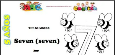 Fichas del Numero Siete en Ingles Para Niños
