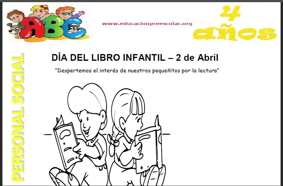 Ficha del Día Internacional del Libro Infantil Para Niños de Cuatro Años