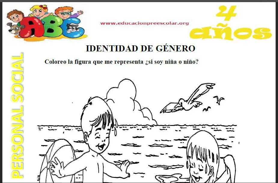 Ficha de Identidad de Genero Para Niños de Cuatro Años