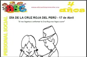 Ficha del Día de la Cruz Roja del Peru Para Niños de Cuatro Años