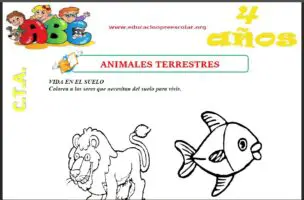 Fichas de Animales Terrestres Para Niños de Cuatro Años