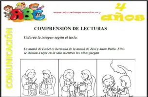 Fichas de Comprension Lectora Para Niños de Cuatro Años