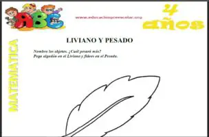 Fichas de Liviano y Pesado Para Niños de Cuatro Años