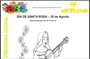 Fichas del Dia De Santa Rosa De Lima Para Niños de 4 Años