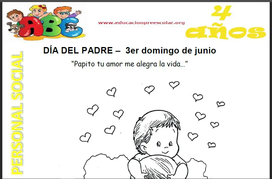 Fichas del Día Del Padre Para Niños de 4 Años — Educación Preescolar