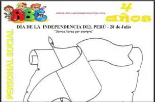 Fichas del Dia de la Independencia Del Peru Para Niños de Cuatro Años