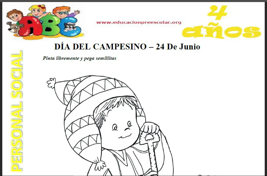 Fichas del Dia del Campesino Para Niños de 4 Años