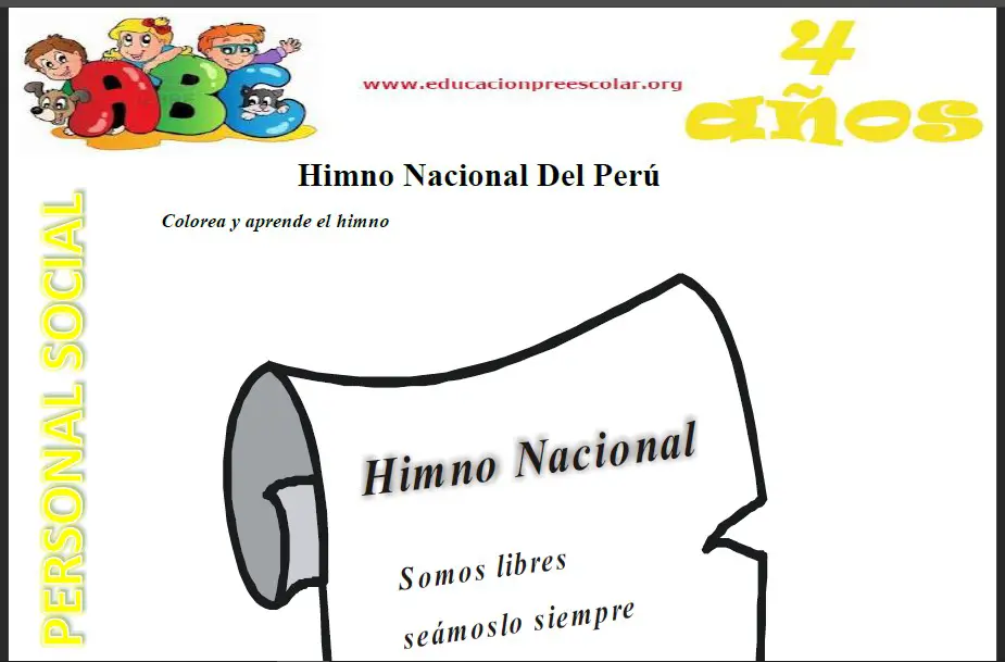 Fichas de Himno Nacional Del Peru Para Niños de 4 Años