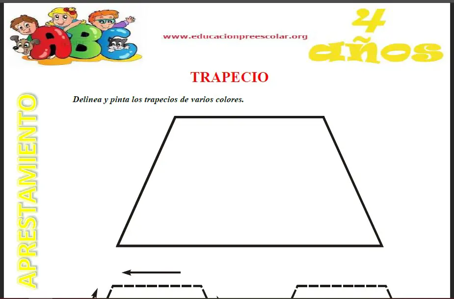 Fichas de Figura Geometrica del Trapecio Para Niños de Cuatro Años