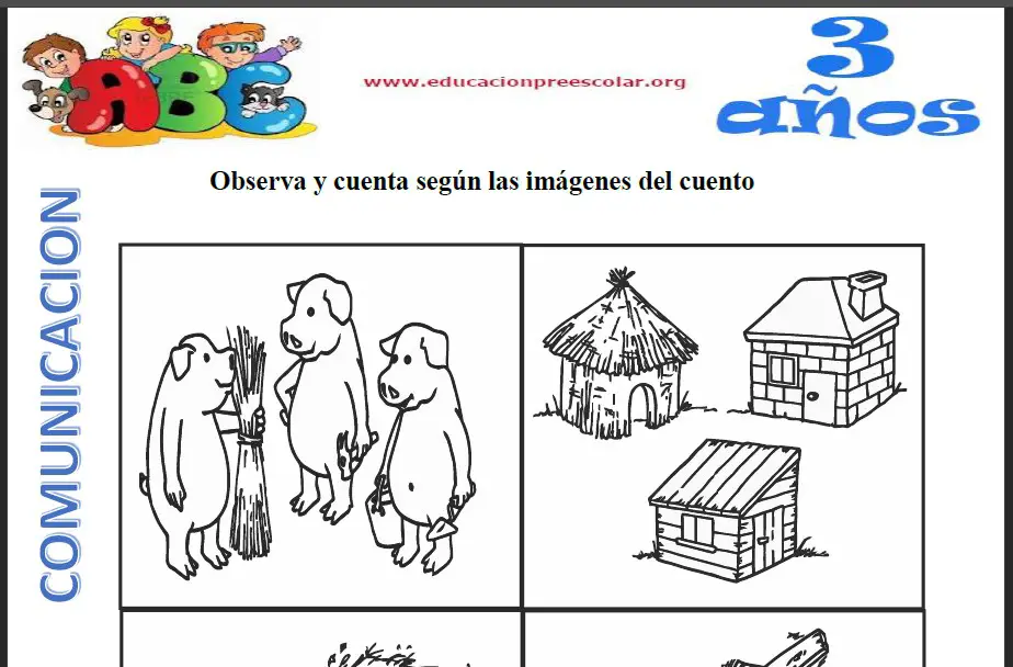 Historia De Los 3 Chanchitos En Imagenes Para Ninos De 3 Anos Educacion Preescolar