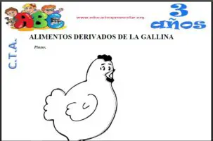 Fichas de La Gallina y sus Derivados Para Niños de Tres Años
