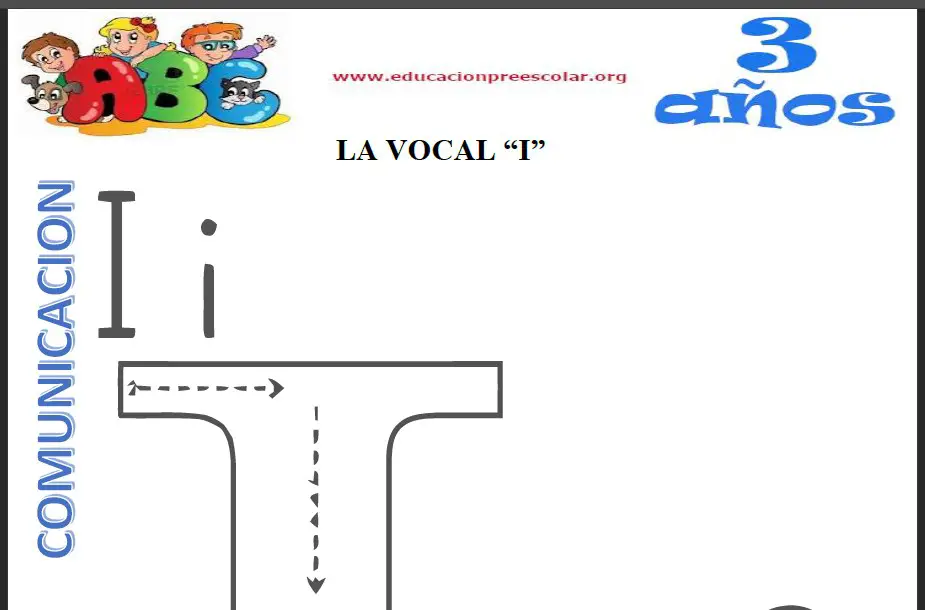 La Vocal I Para Niños de 3 Años — Educación Preescolar