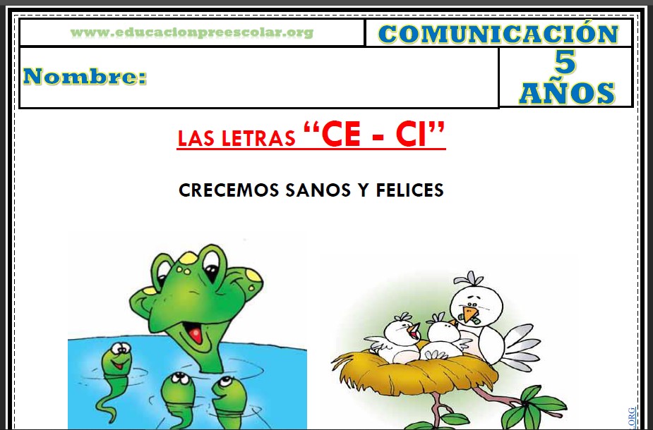 Fichas de Letras Ce-Ci Para Niños de Cinco Años
