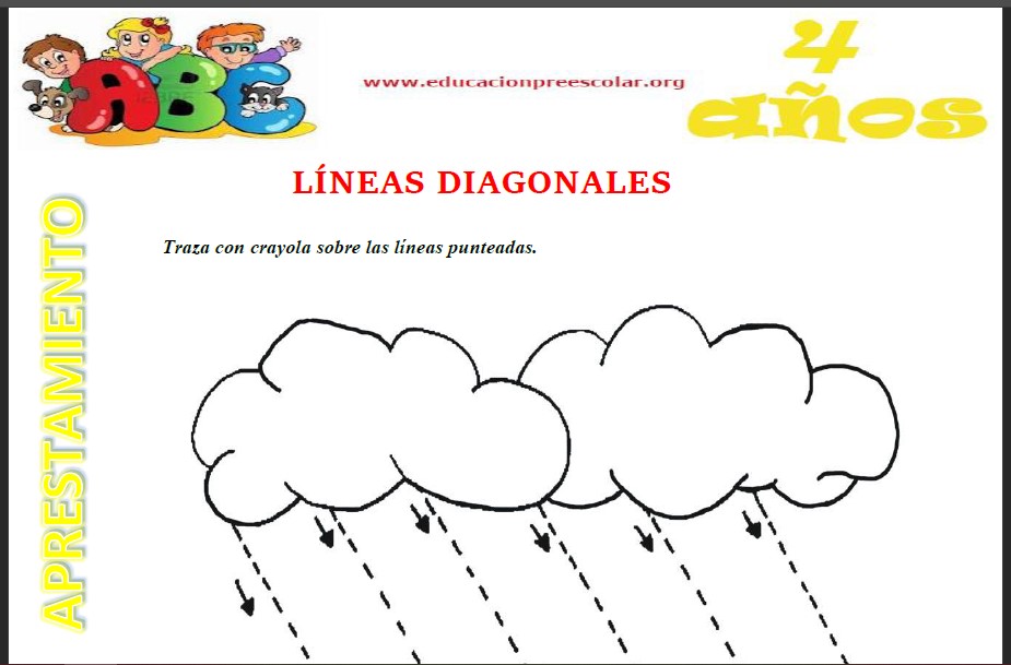 Fichas de Linea Diagonal Para Niños de Cuatro Años