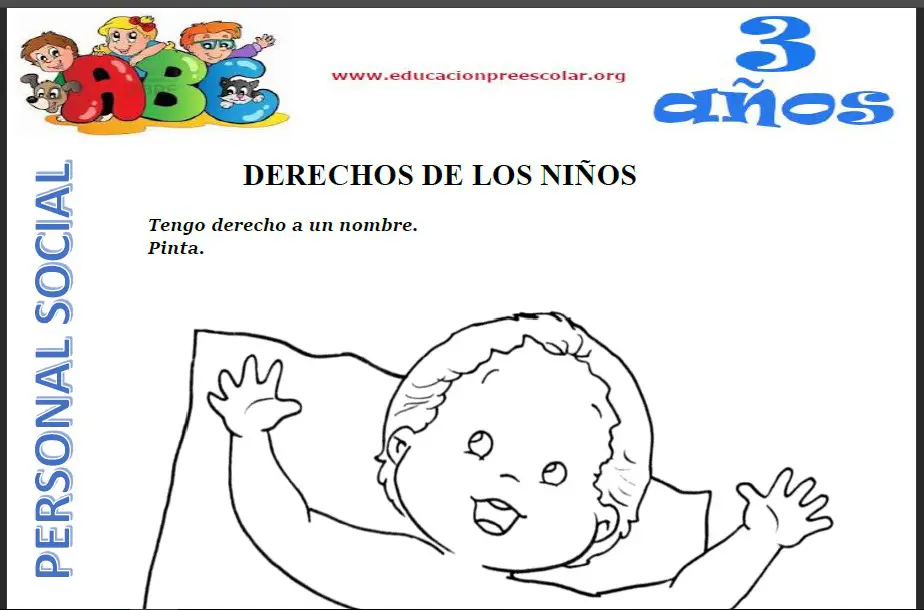 Fichas de Los Derechos del Niños Para Niños de Tres Años