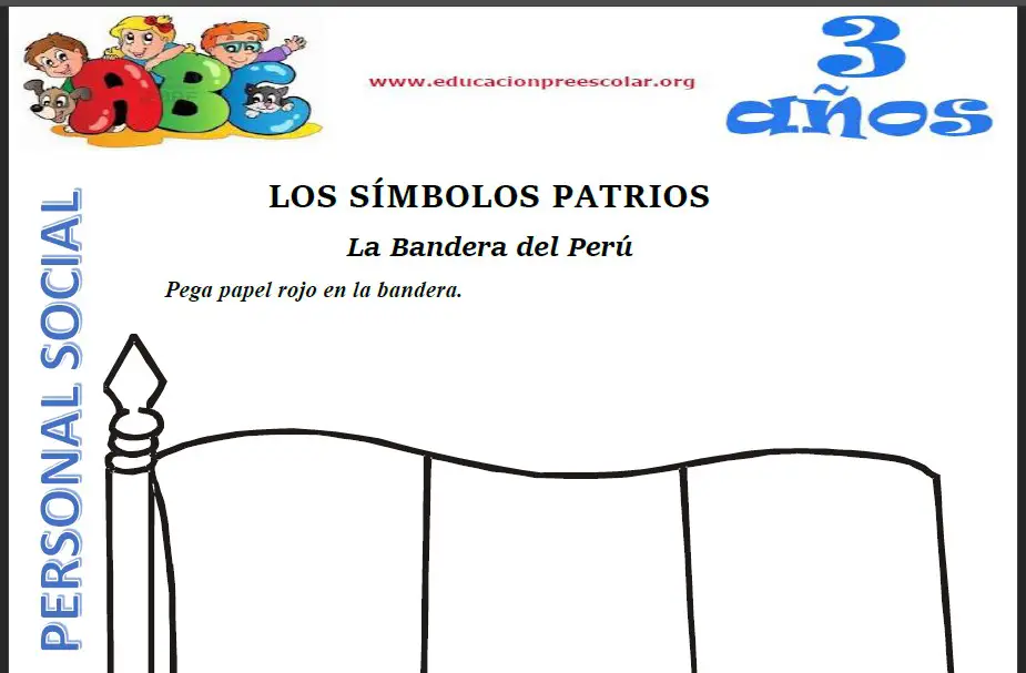 Ficha de Los Símbolos Patrios Para Niños de Tres Años