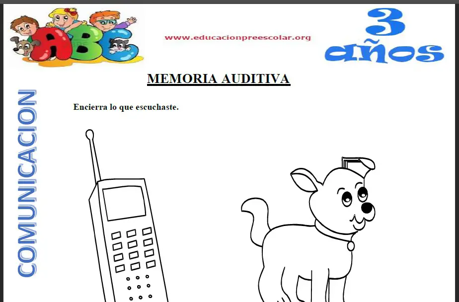 Fichas de Memoria Auditiva Para Niños de Tres Años