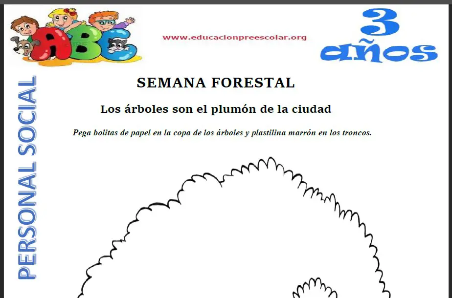 Ficha de la Semana Forestal Para Niños de Tres Años